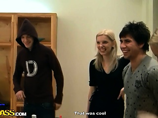 Horny students discuss some things together and then throw out nice party