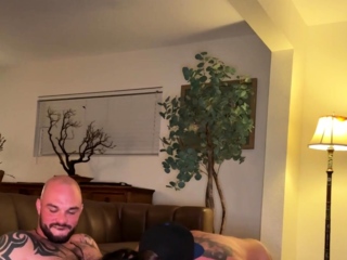 Bi guys fuck hairy girl until they both cum