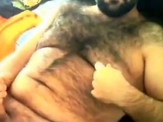 Hairy daddy bear jerks off